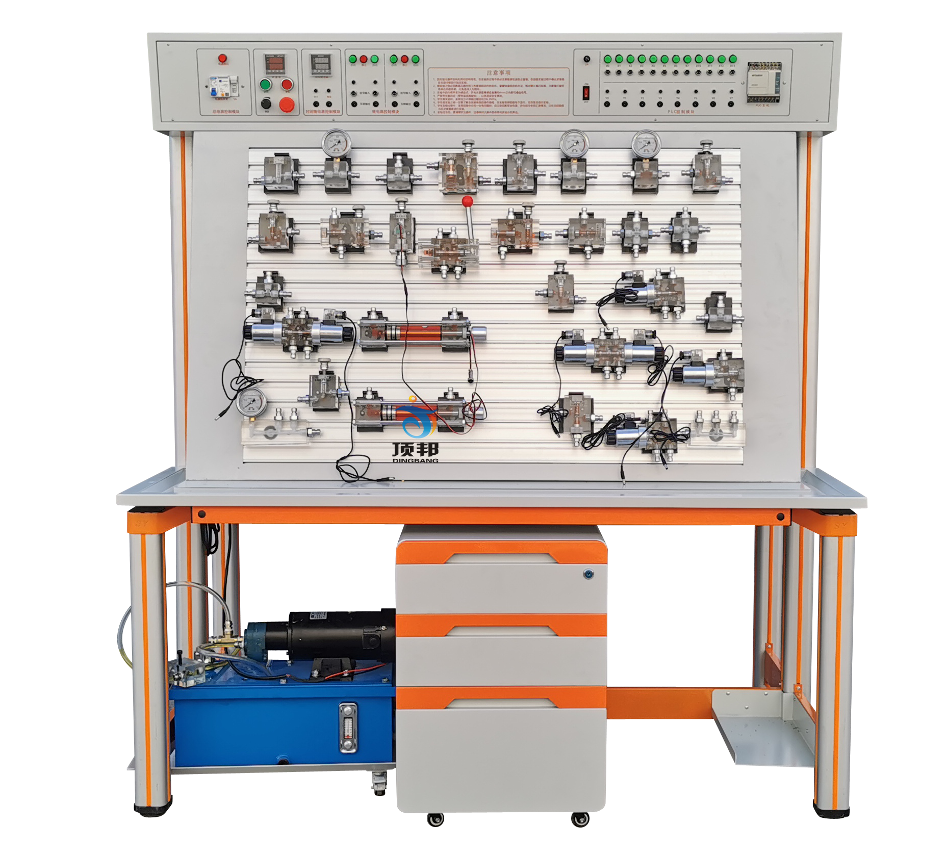 液壓氣動PLC控制綜合實訓裝置(圖2) 透明液壓PLC控制教學實訓裝置