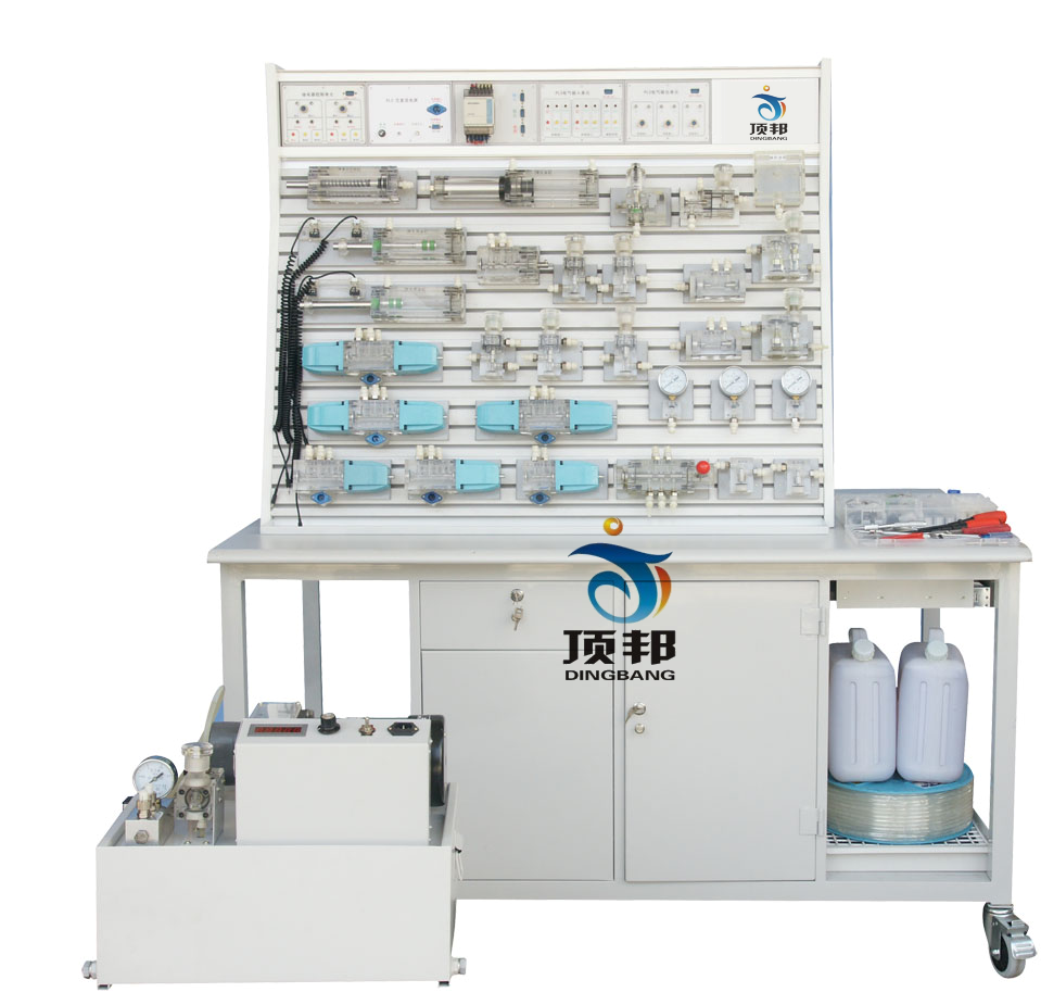 鋁槽式鐵桌液壓PLC控制實驗臺(圖1) 液壓PLC控制實驗臺